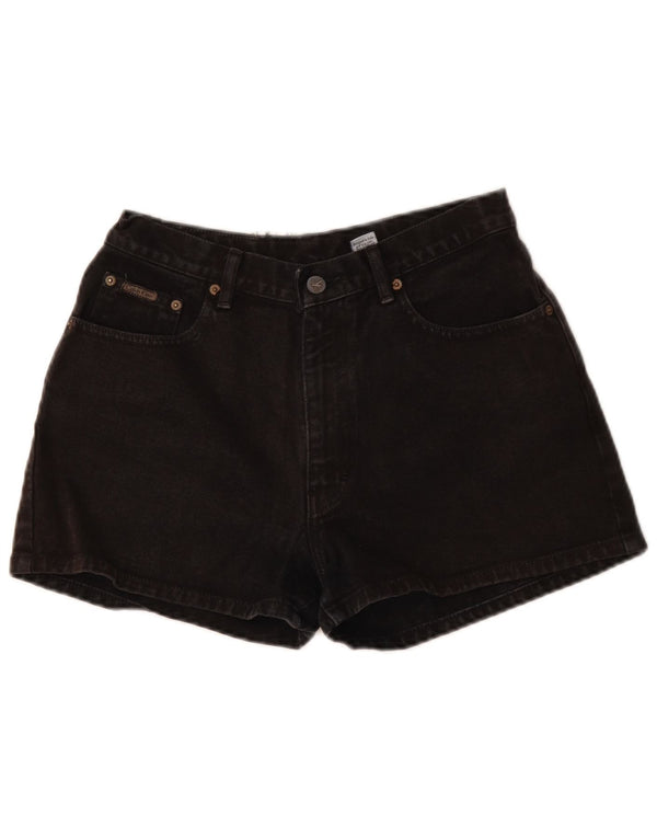 CALVIN KLEIN Shorts jeans feminino de cintura alta EUA 7 médio W28 algodão preto