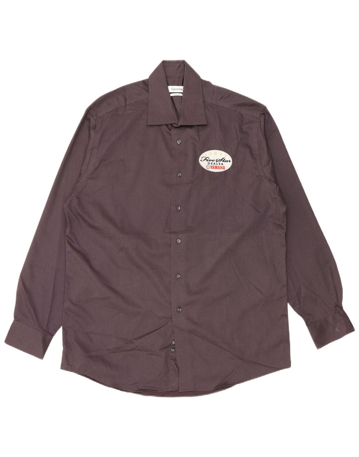 Camisa masculina CALVIN KLEIN tamanho 15 1/2 16 algodão manchado cinza médio