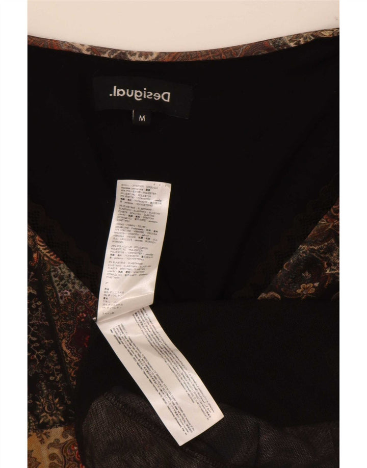 Blusa feminina de manga comprida Desigual UK 14 poliéster paisley marrom médio
