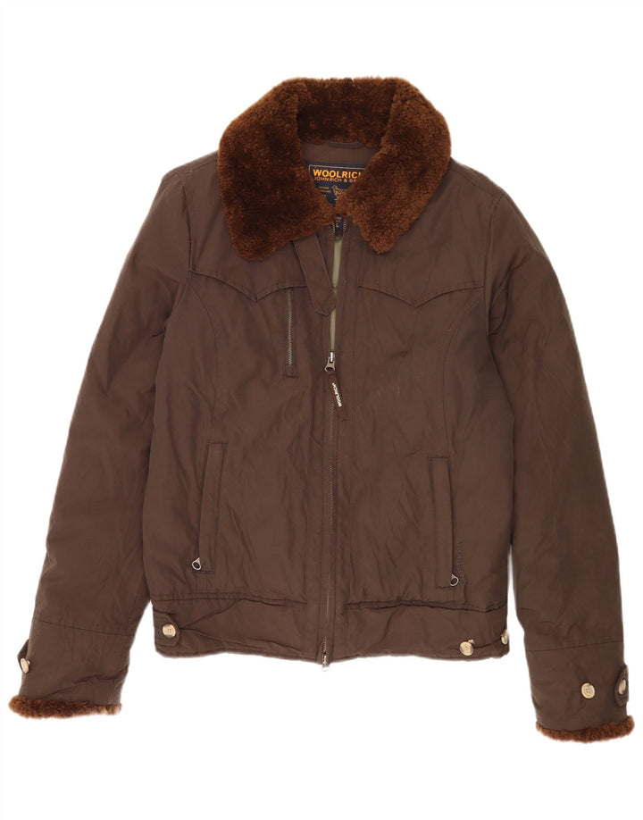 Jaqueta acolchoada feminina Woolrich Reino Unido 16 grande algodão marrom