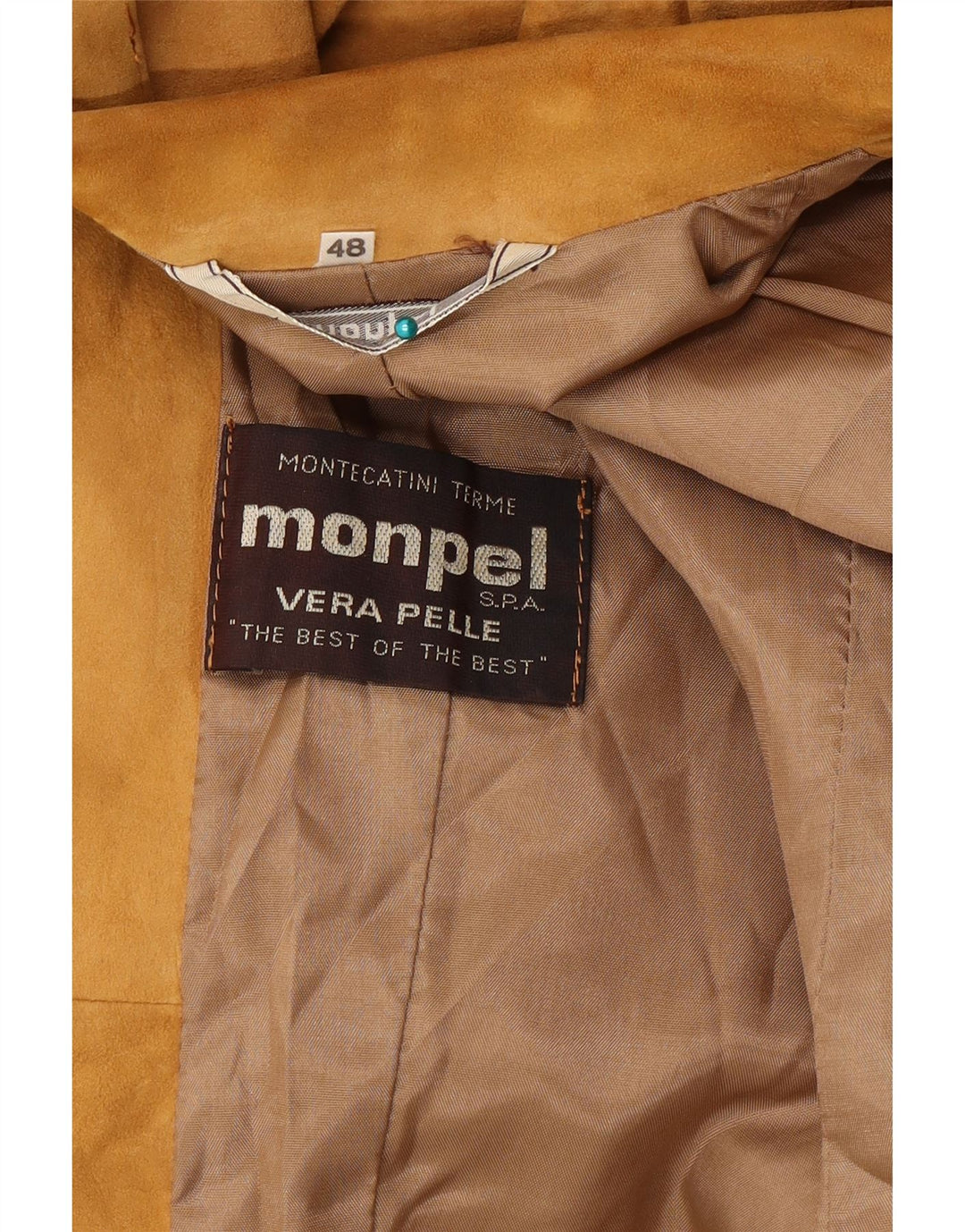 Monpel Jaqueta blazer feminina de camurça com 2 botões IT 48 XL couro bege