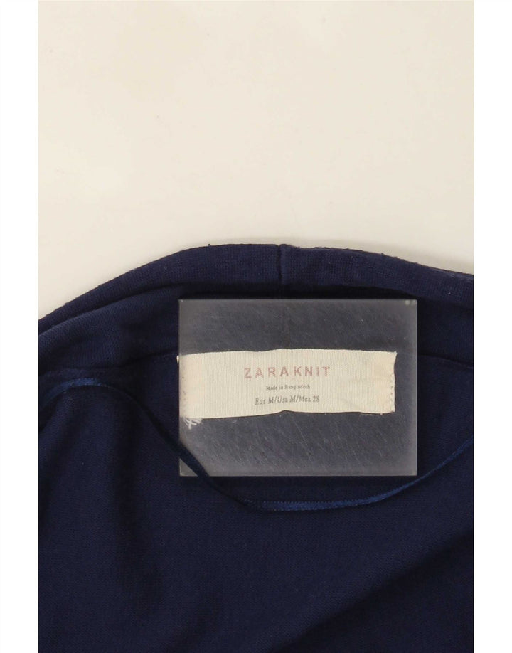 Suéter cardigã aberto feminino Zara manga 3/4 Reino Unido 12 médio azul marinho