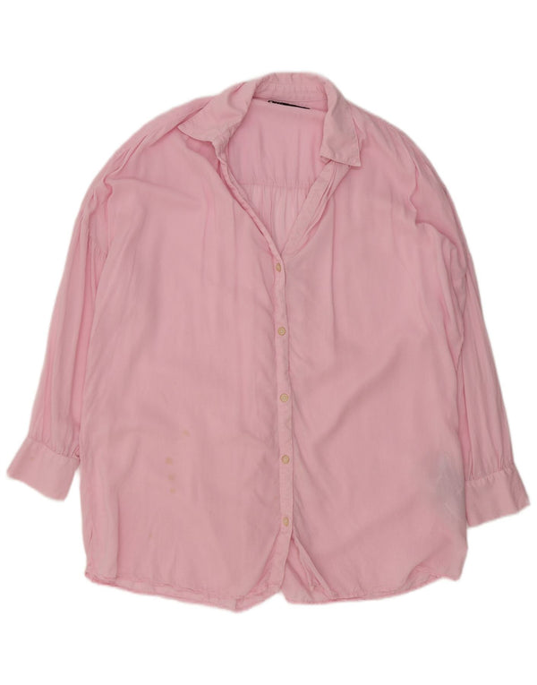 Zara Camisa Oversized Feminina Reino Unido 6 XS Rosa Lyocell