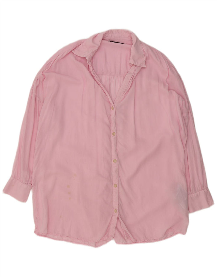 Zara Camisa Oversized Feminina Reino Unido 6 XS Rosa Lyocell