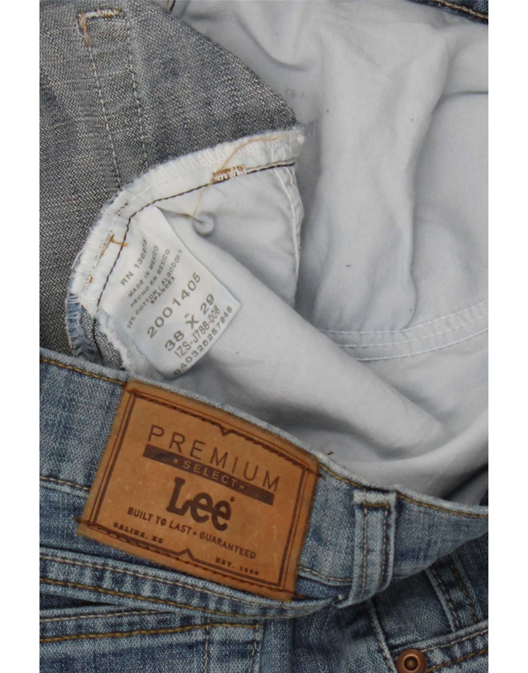 Lee Mens Straight Jeans W38 L29 Azul Algodão