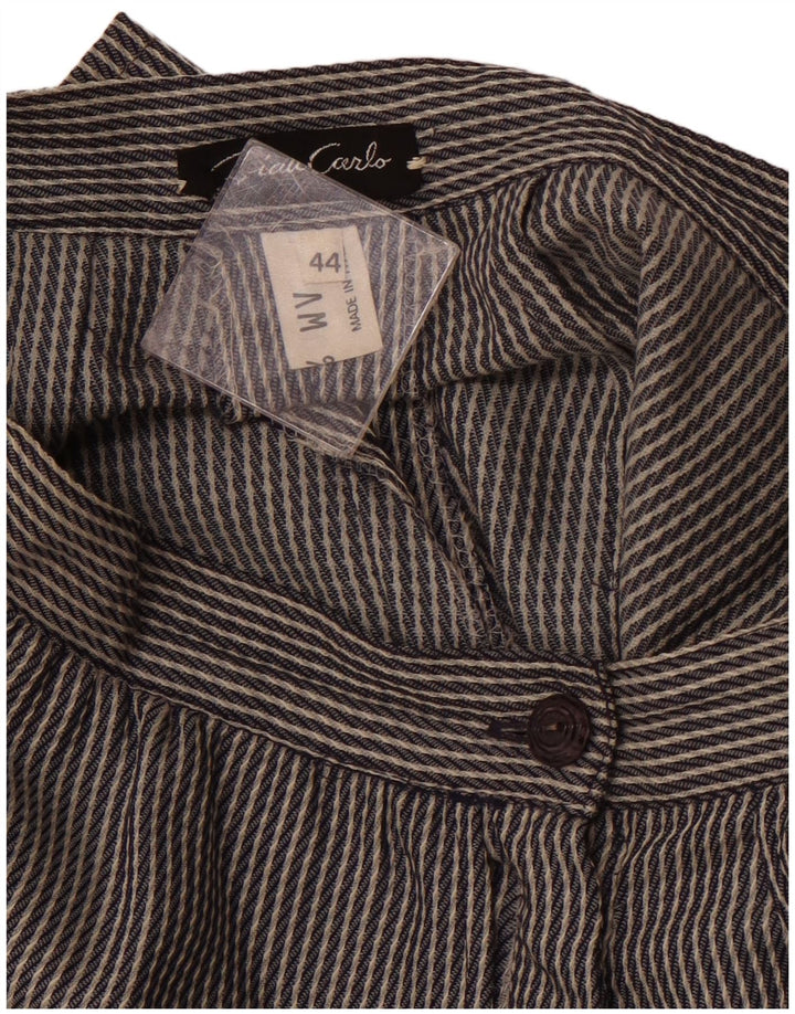 Bermuda feminina VINTAGE de cintura alta IT 44 médio W26 cinza listrado