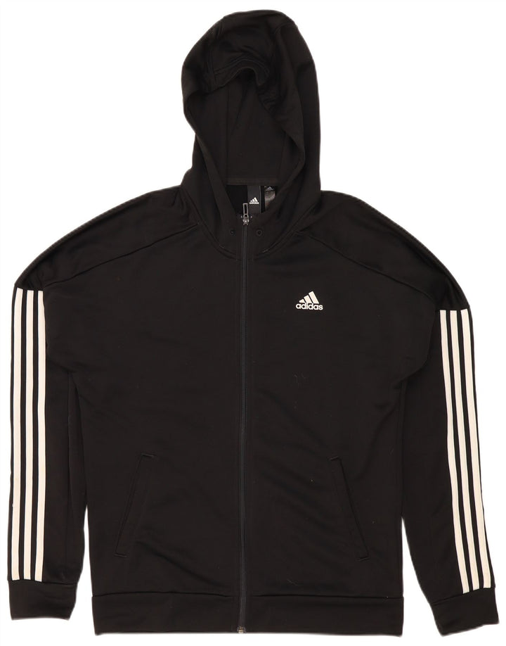 Adidas Mens Zip Hoodie Suéter Médio Preto Poliéster