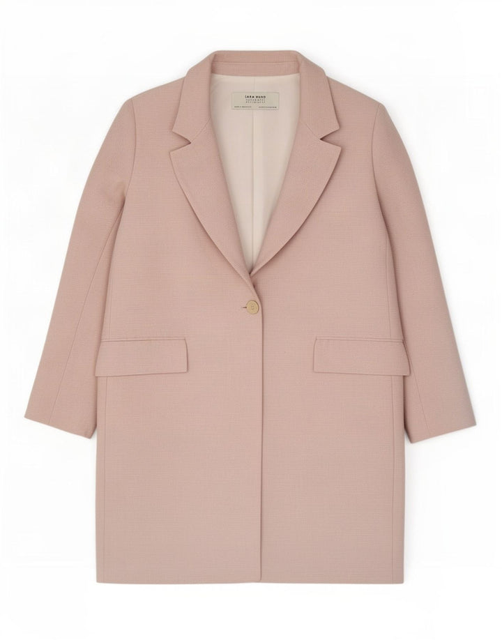 Sobretudo oversized feminino Zara UK 10 pequeno poliéster rosa
