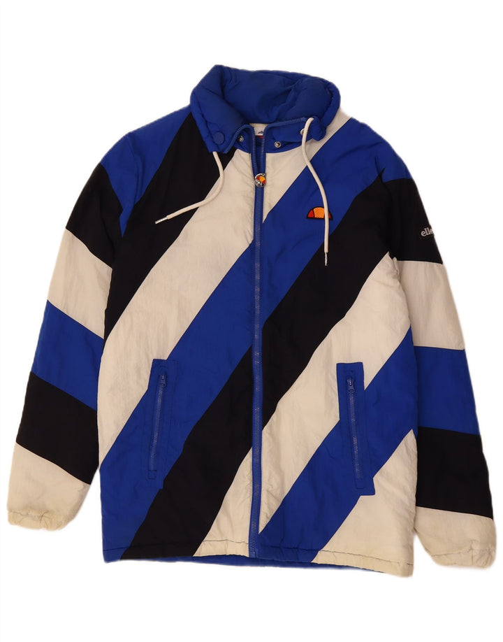 Jaqueta acolchoada masculina Ellesse UK 38 poliéster colorblock azul médio