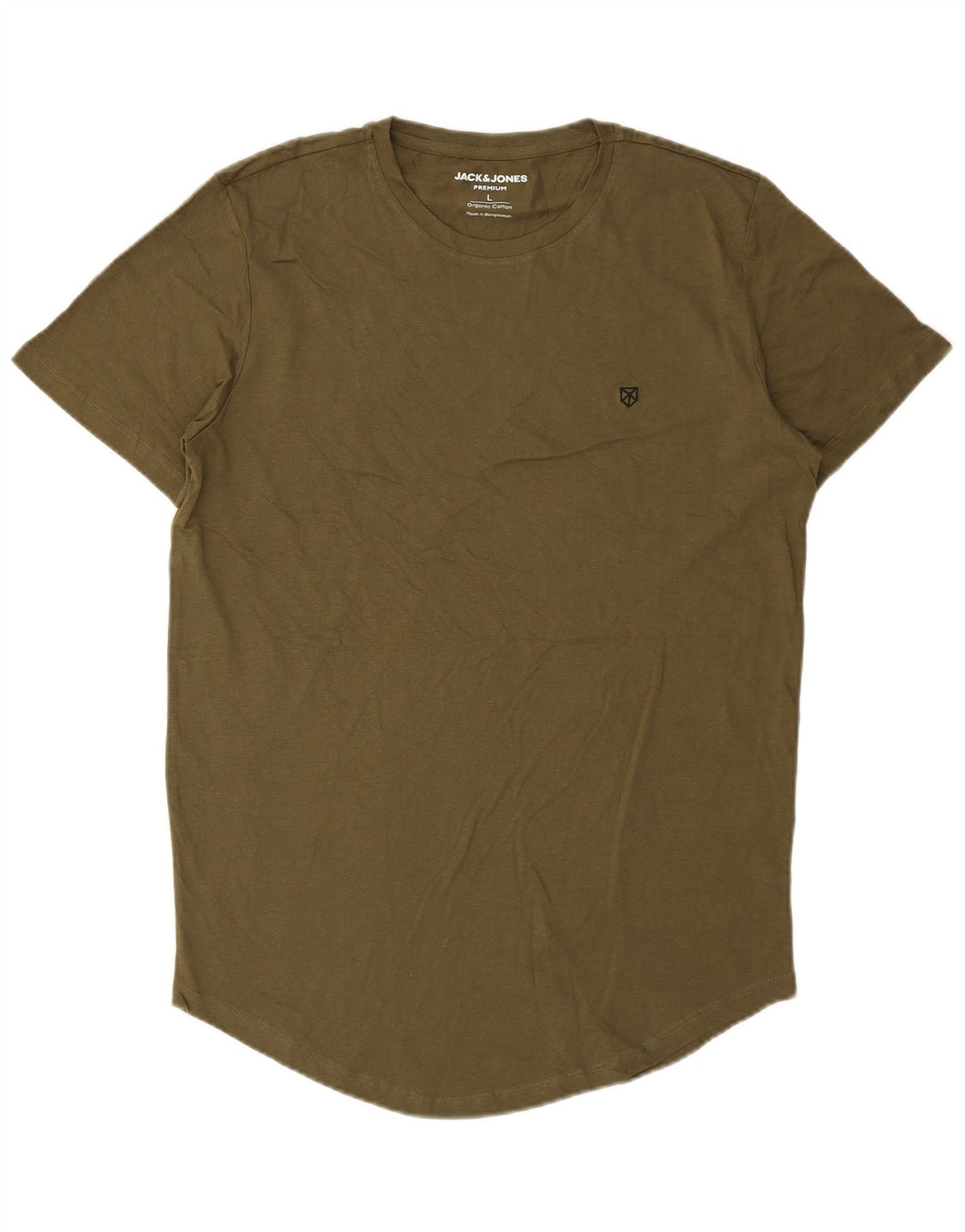 Jack & Jones Mens Premium Camiseta Top Grande Algodão Cáqui
