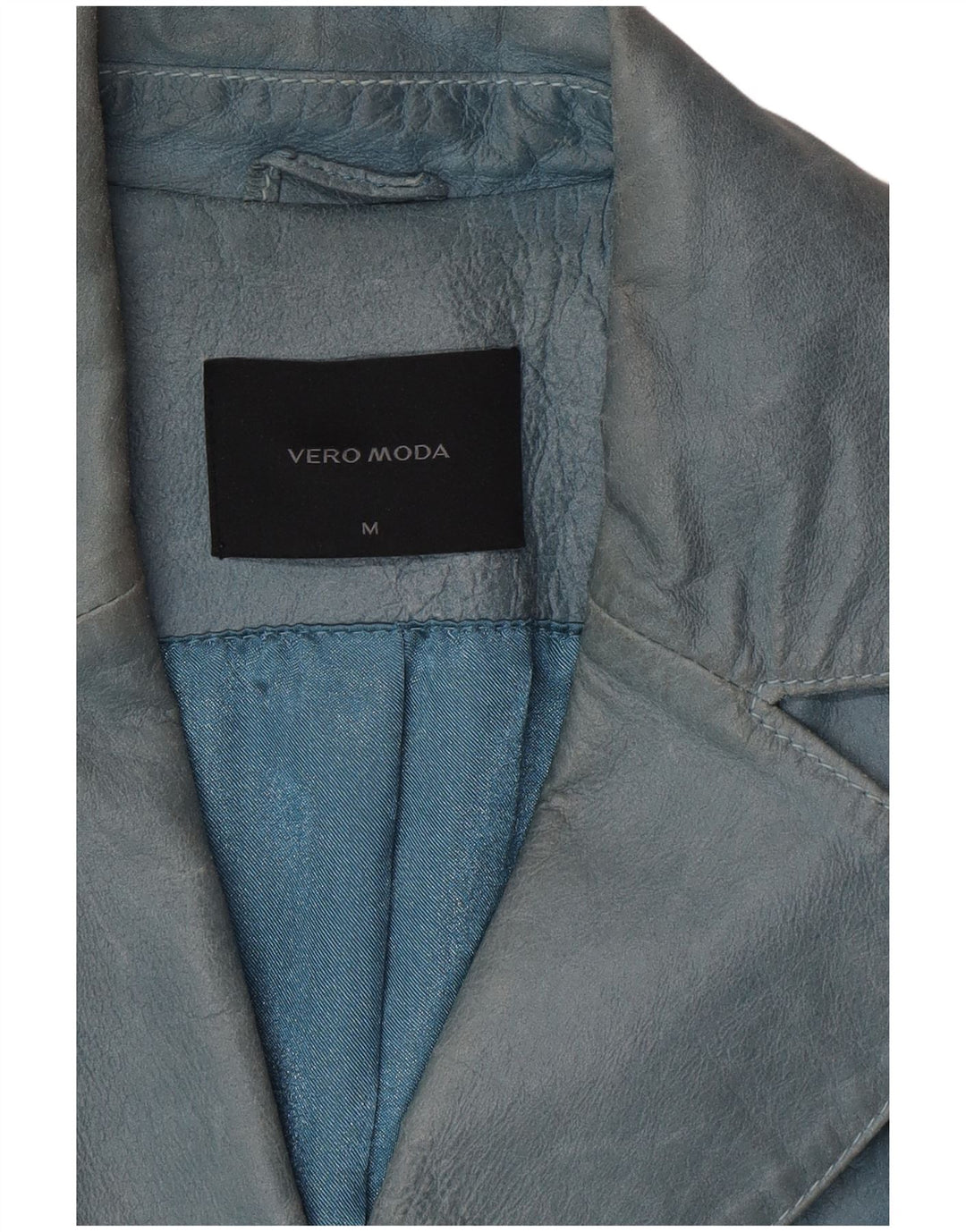 Jaqueta de couro feminina VINTAGE UK 12 azul médio