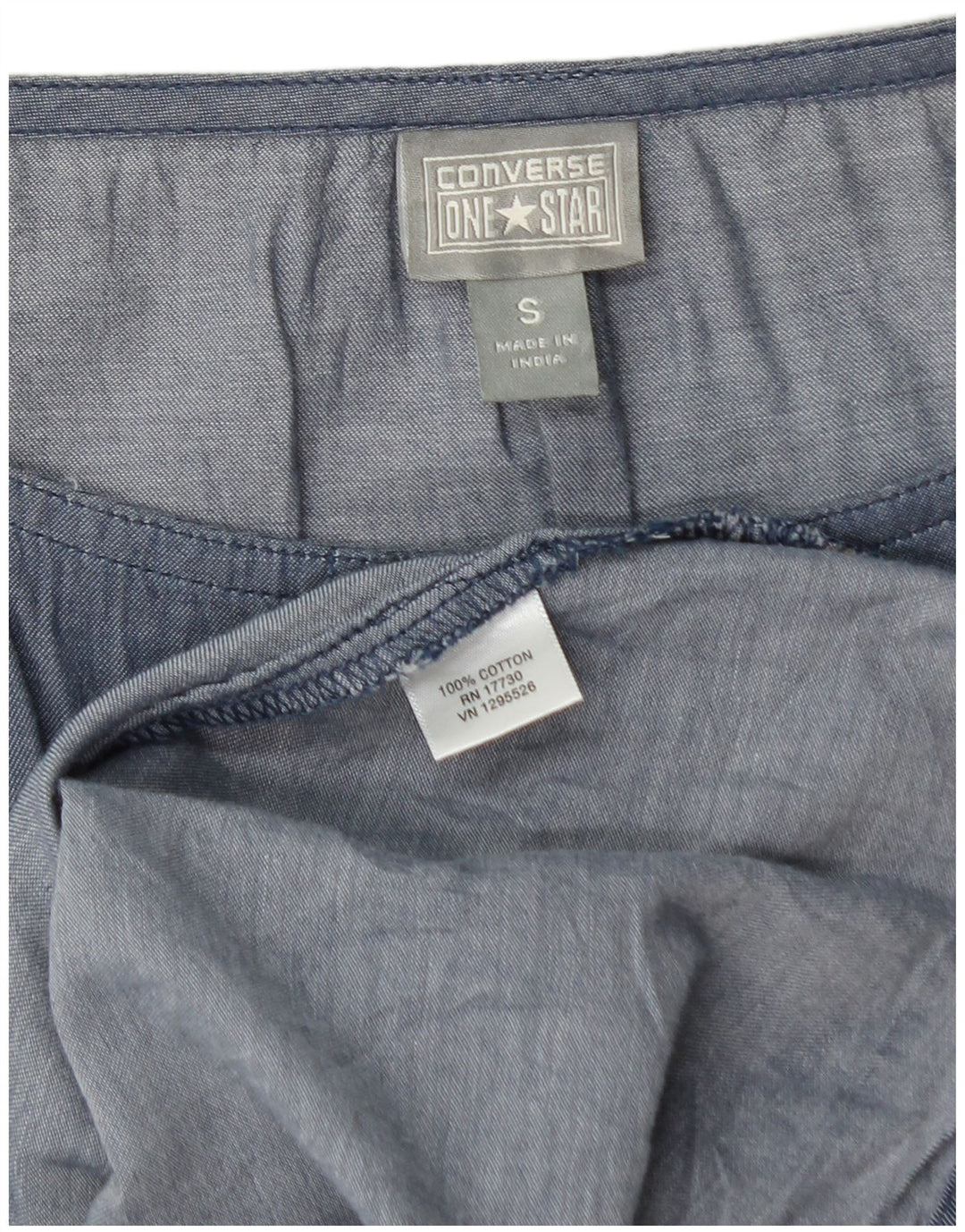 Vestido feminino CONVERSE sem mangas evasê UK 10 algodão azul pequeno