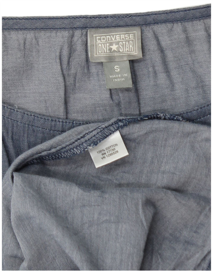 Vestido feminino CONVERSE sem mangas evasê UK 10 algodão azul pequeno