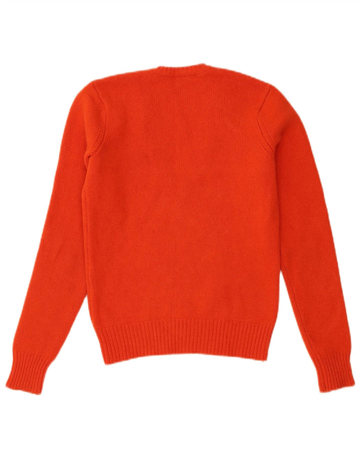 Suéter feminino Ralph Lauren com decote em V Reino Unido 12 lã laranja médio