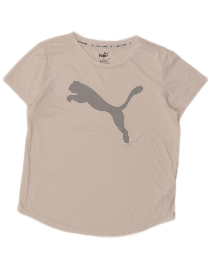 Camiseta feminina PUMA com estampa gráfica UK 14 médio branco poliéster