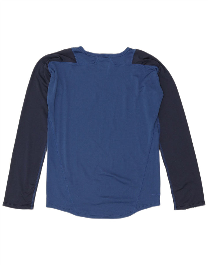 Top masculino Nike manga comprida UK 36/38 pequeno azul colorblock poliéster