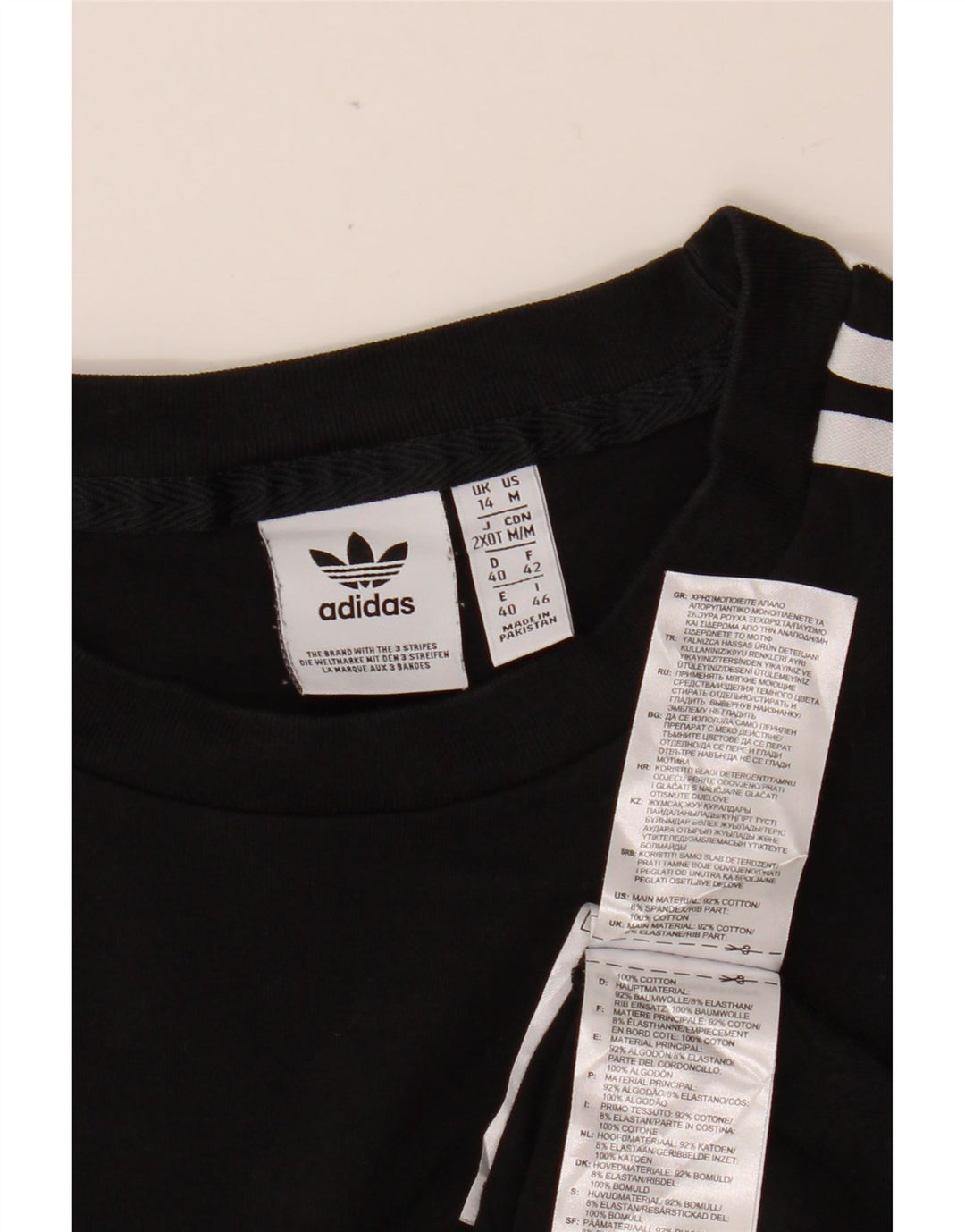ADIDAS Womens Top Manga Longa UK 14 Médio Algodão Preto