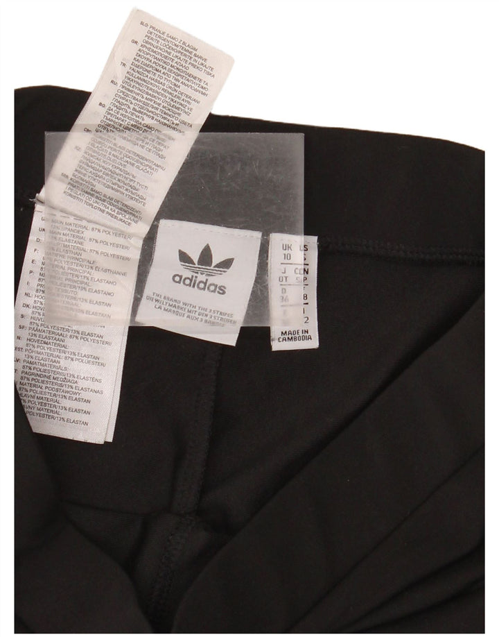 ADIDAS Womens Graphic Leggings UK 10 Pequeno Poliéster Preto
