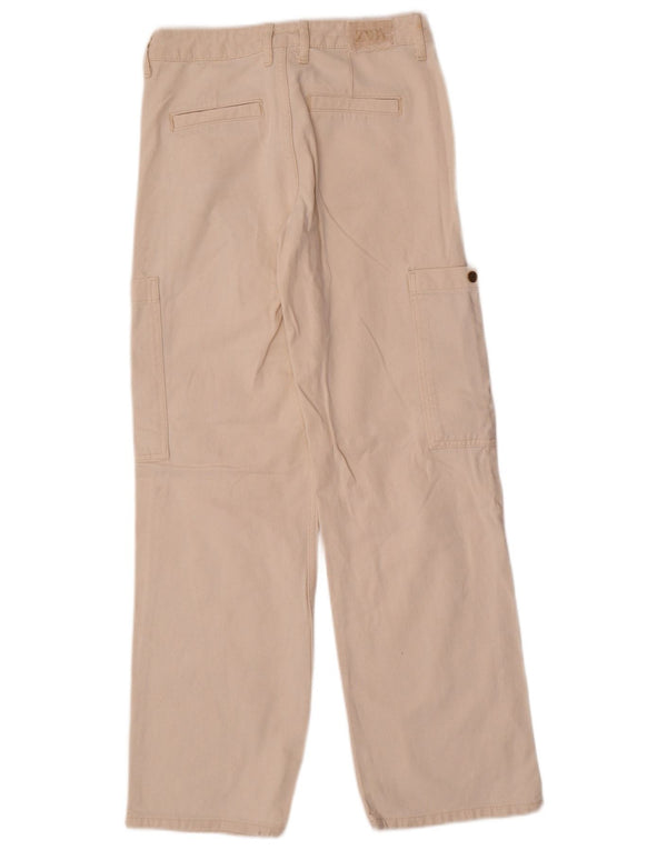 Calça jeans feminina cargo solta Zara EU 34 2XS W24 L30 branco