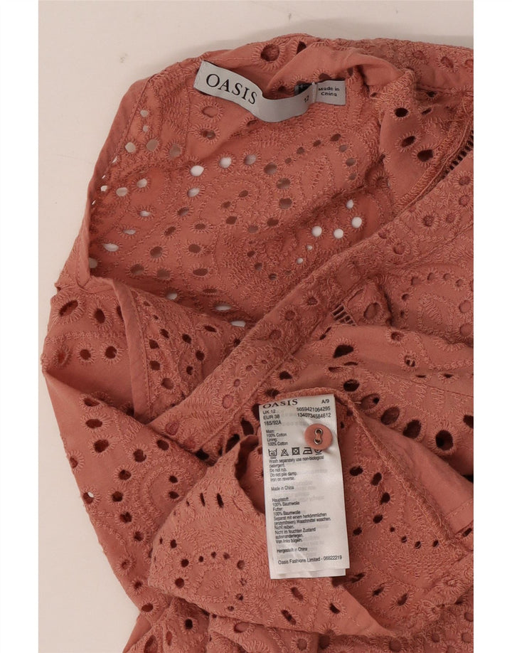 Blusa feminina Oasis UK 12 algodão paisley rosa médio