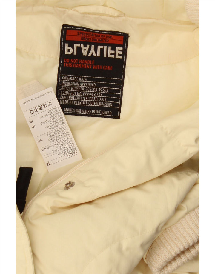 Colete acolchoado com capuz feminino Playlife UK 14 poliéster amarelo médio