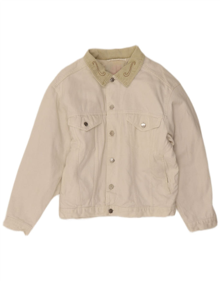 Jaqueta jeans masculina El Charro UK 36 pequena floral branca
