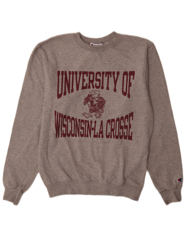 Campeão Masculino University Of Wisconsin Graphic Moletom Jumper Pequeno Cinza