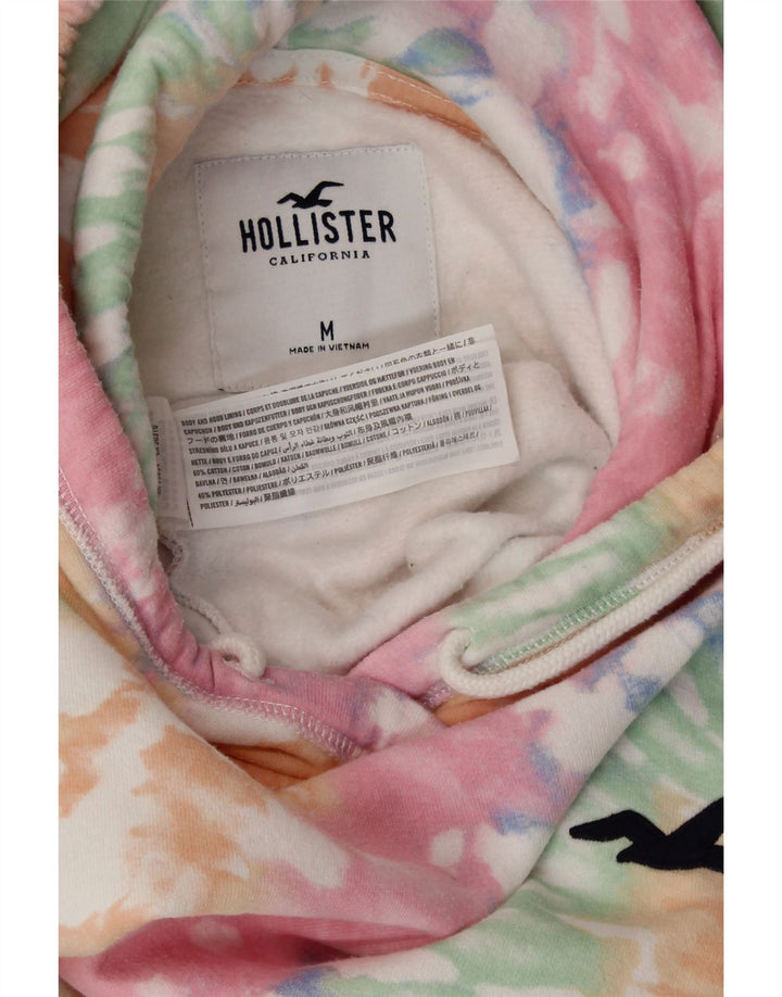 Suéter feminino com capuz gráfico HOLLISTER UK 14 médio multicolorido tie-dye