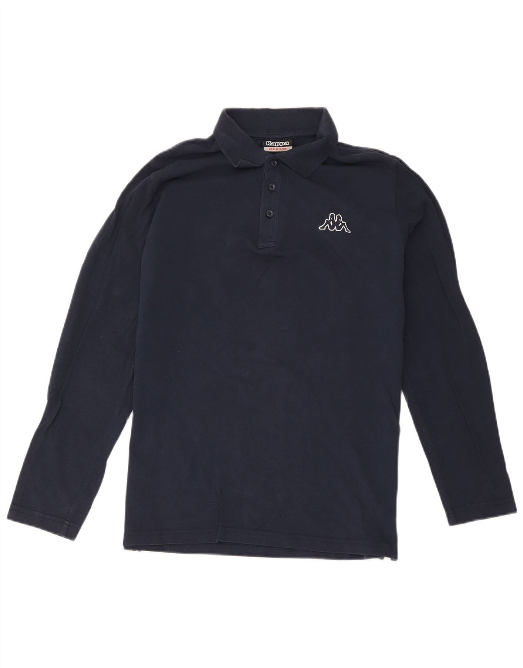 Camisa polo masculina KAPPA de manga comprida de algodão azul marinho médio