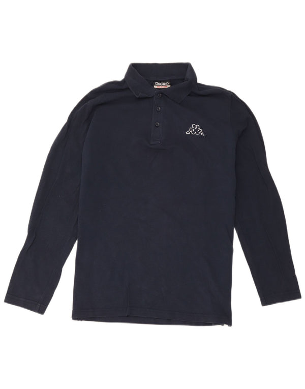 Camisa polo masculina KAPPA de manga comprida de algodão azul marinho médio