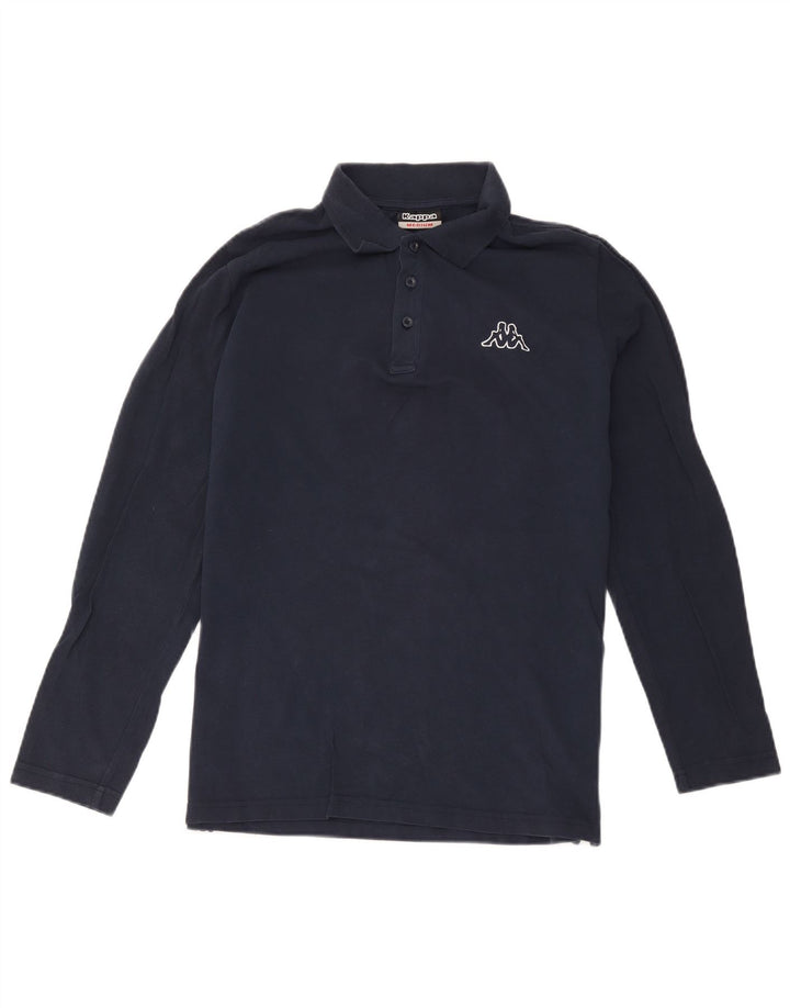 Camisa polo masculina KAPPA de manga comprida de algodão azul marinho médio
