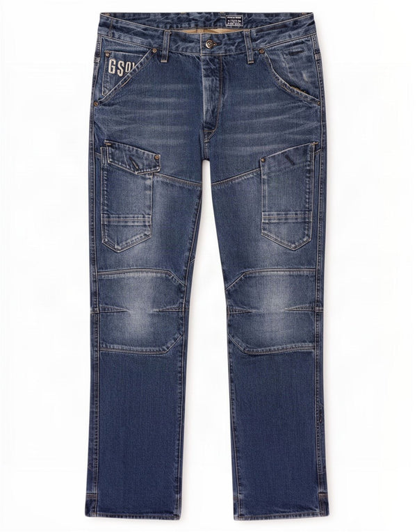 G-Star Masculino 5204 Cargo Tapered Jeans W38 L34 Azul Algodão