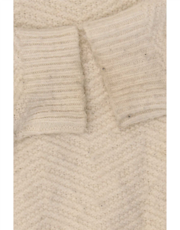 Suéter feminino Marks & Spencer com gola canoa Reino Unido 16 grande branco Chevron
