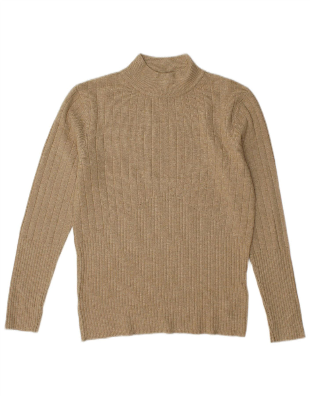 Suéter feminino Marks & Spencer com gola tartaruga Reino Unido 10 viscose bege pequena