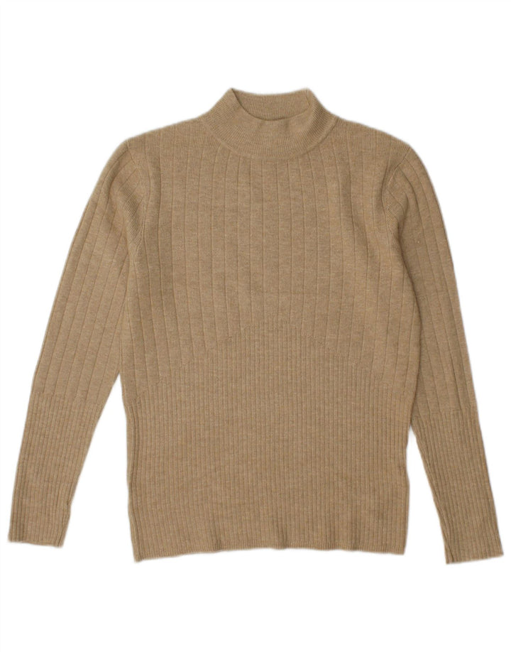 Suéter feminino Marks & Spencer com gola tartaruga Reino Unido 10 viscose bege pequena