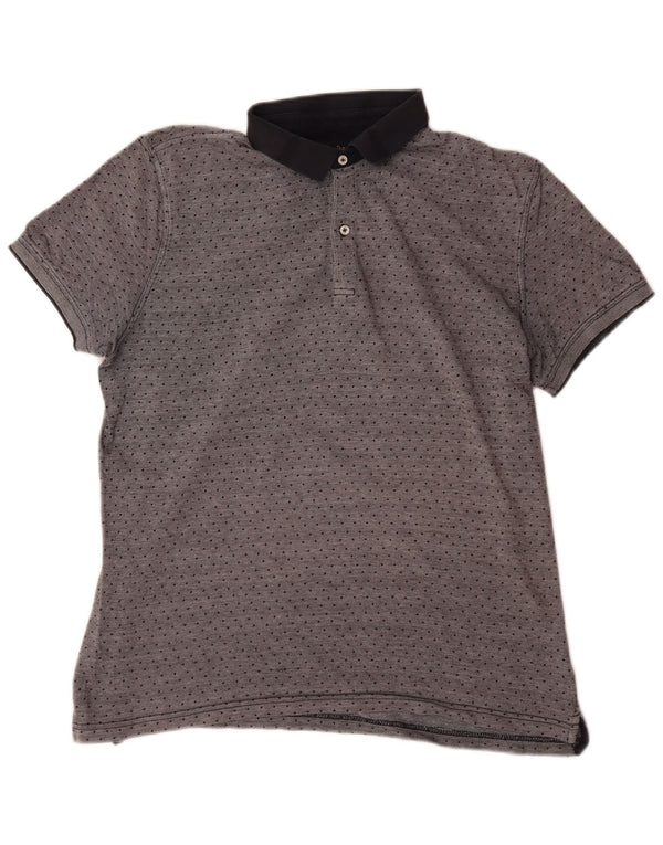 Camisa polo masculina Massimo Dutti casual fit XL algodão manchado cinza