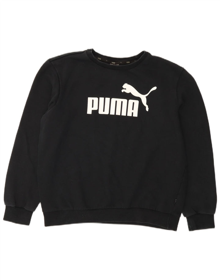 Puma feminino gráfico oversized moletom jumper Reino Unido 16 grande algodão preto