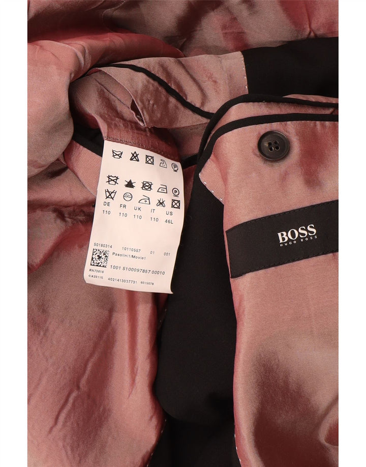 Hugo Boss Mens Jaqueta Blazer de 2 Botões US 46 3XL Lã Preta
