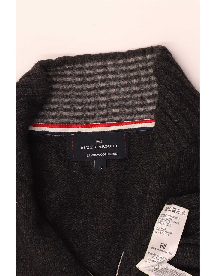Suéter masculino Marks & Spencer Blue Harbor com zíper e gola pequena cinza