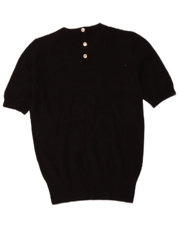 Suéter feminino ZARA de manga curta com gola redonda Reino Unido 10 pequeno preto