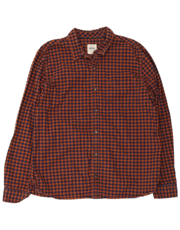 Camisa masculina de flanela de ajuste regular Fat Face XL laranja algodão guingão