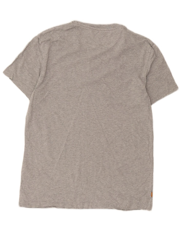Camiseta masculina Timberland Slim Fit Top pequeno algodão manchado cinza