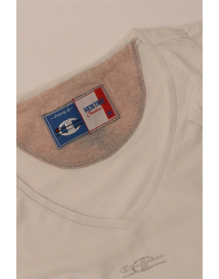 Camiseta feminina Champion Heritage Classics Crop Top UK 12 Médio Branco