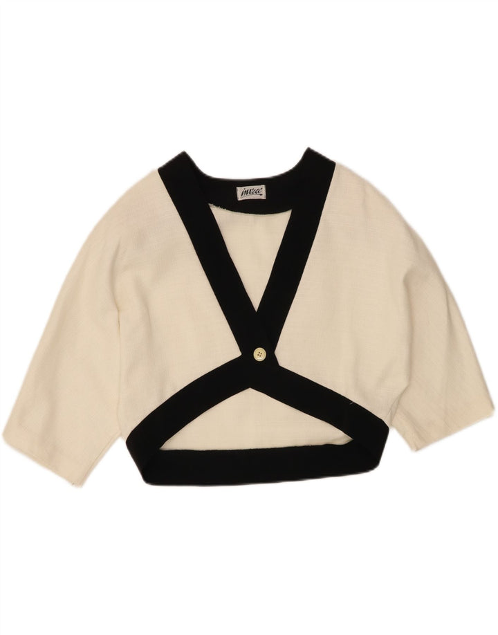 Bolero feminino vintage EU 44 XL algodão branco