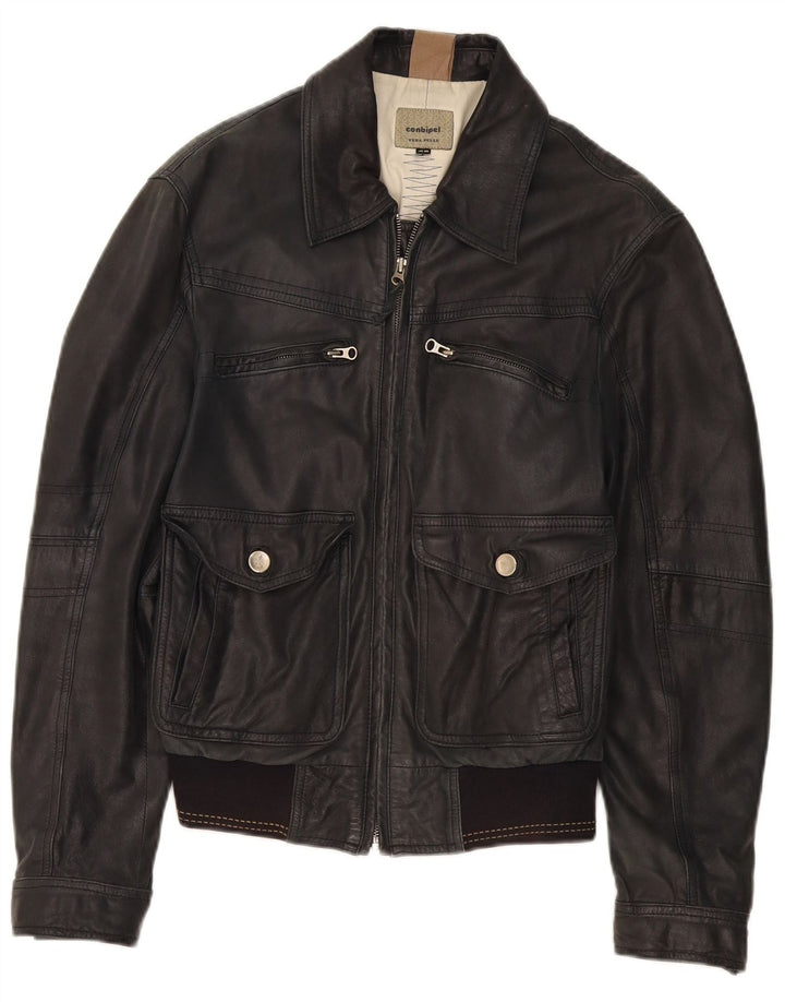Jaqueta masculina de couro bomber Conbipel IT 48 couro preto médio
