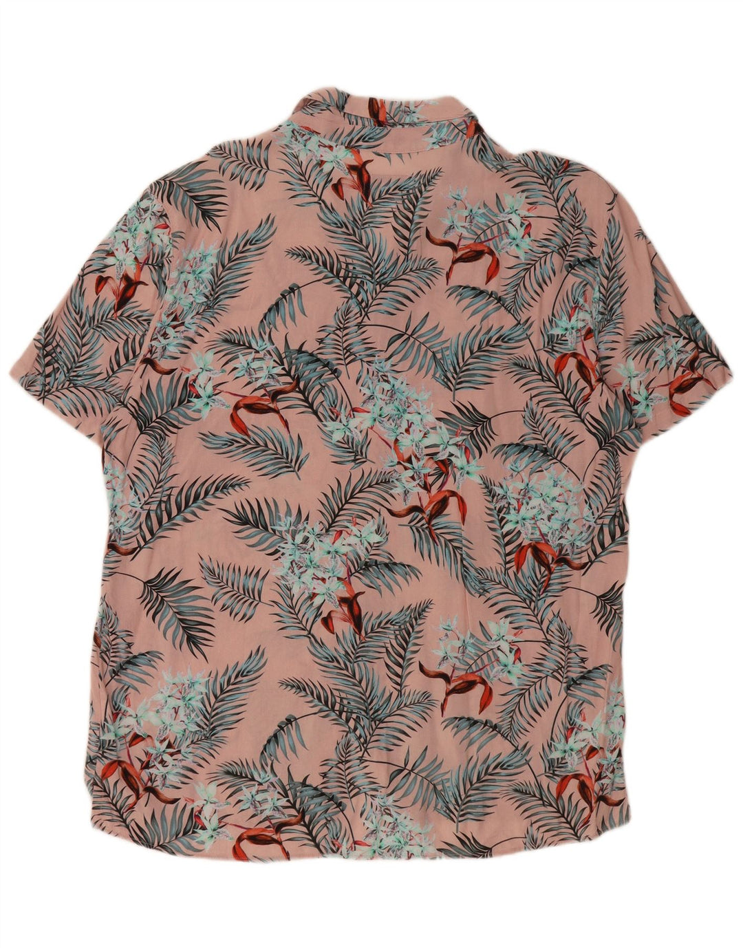 Camisa masculina de manga curta PULL & BEAR XL rosa floral viscose havaiana