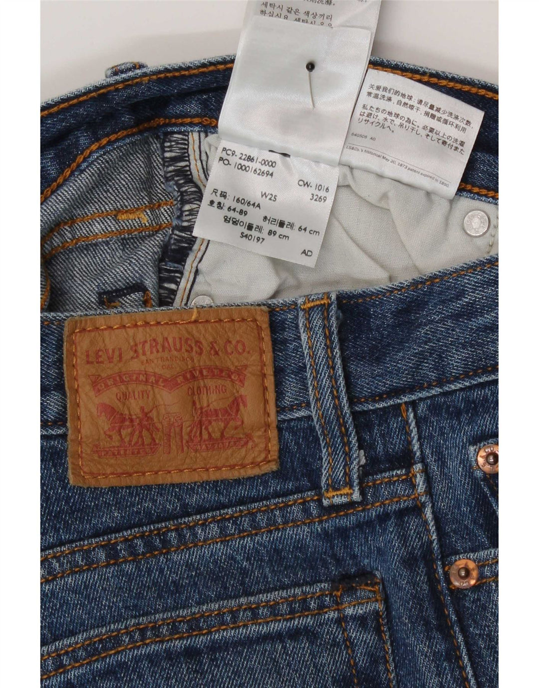 Jeans retos femininos Levi's W25 L26 algodão azul