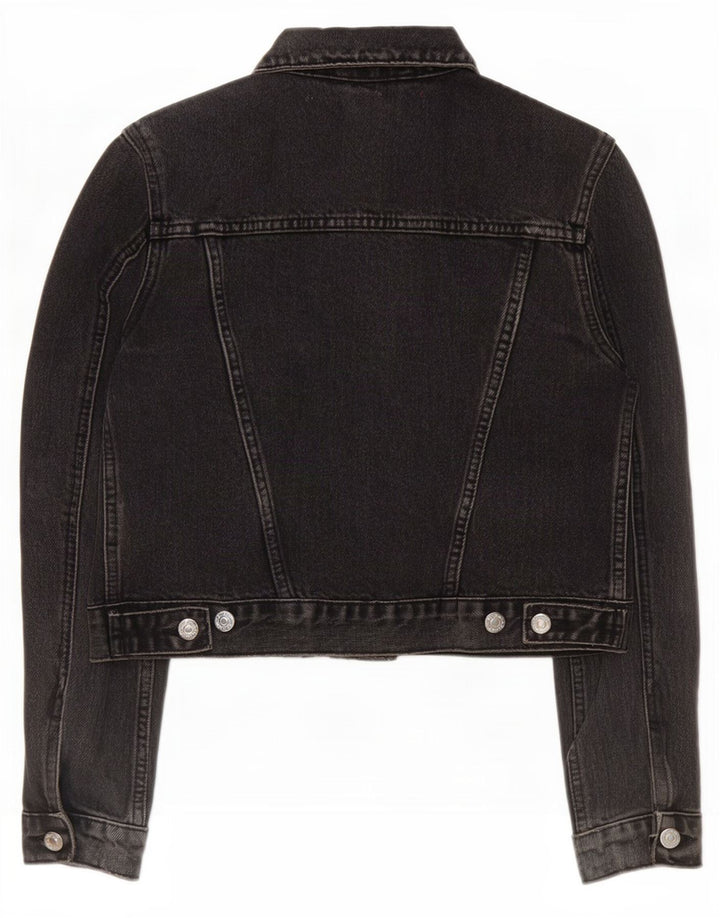Jaqueta jeans feminina Topshop UK 8 algodão preto pequeno