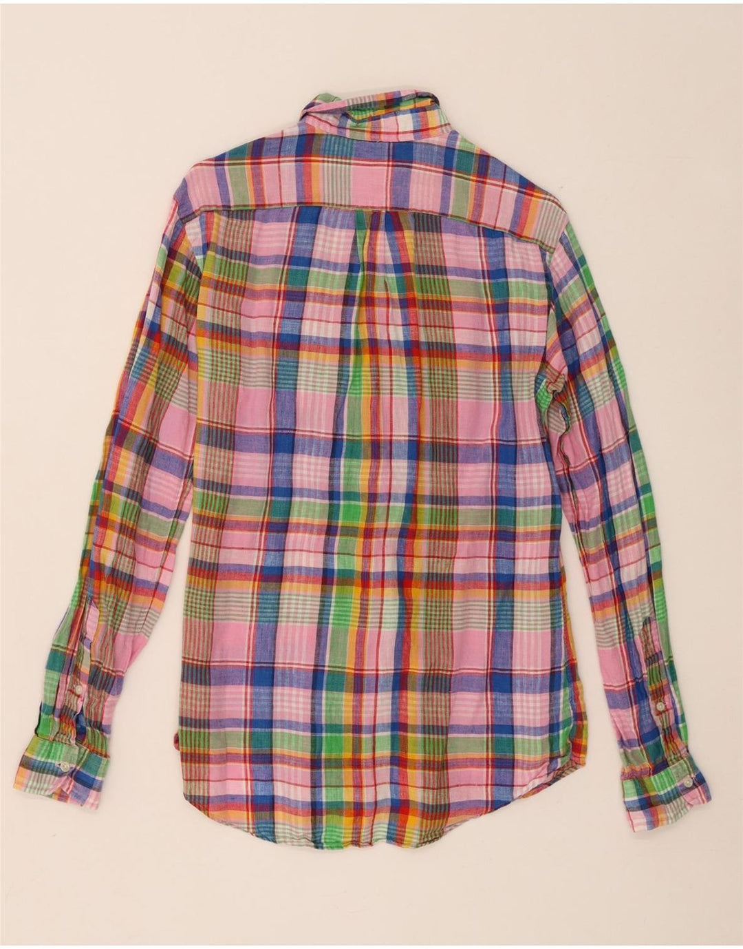 Polo Ralph Lauren Mens Custom Fit Camisa Pequena Multicolorida Xadrez Linho