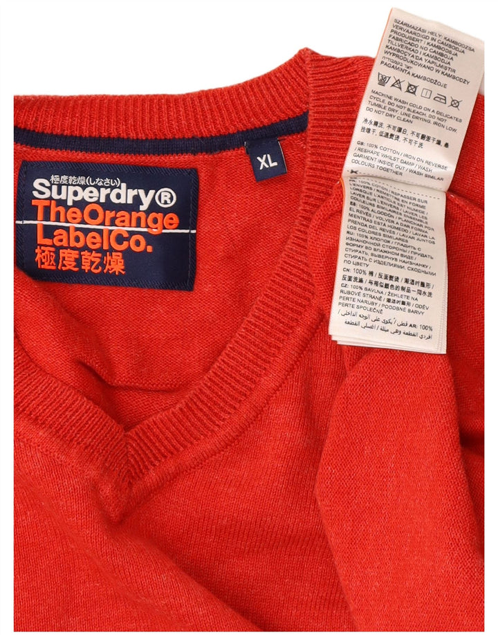 Suéter masculino Superdry com decote em V XL algodão vermelho